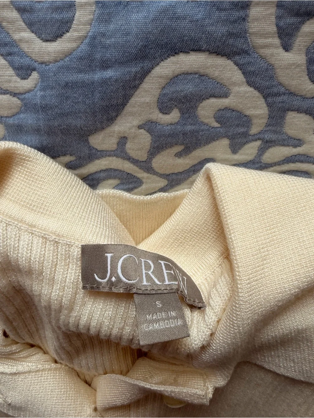 J. Crew Cream Ribbed Polo Button-Up Short Sleeve Top
